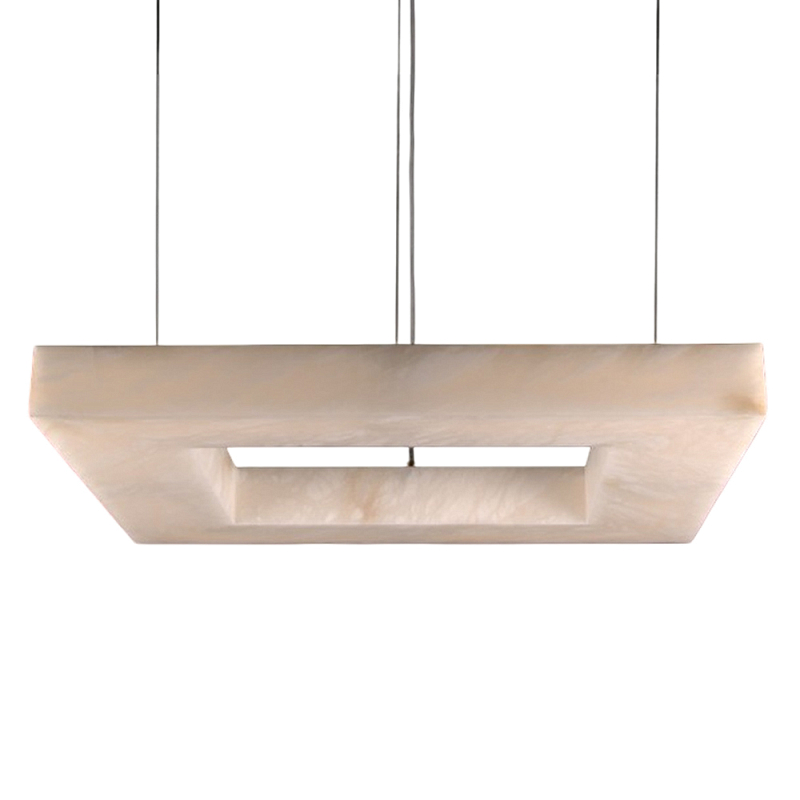 Люстра с квадратным каменным плафоном Calcite Square Light Латунь Белый Люстра с квадратным каменным плафоном Calcite Square Light Латунь Белый в Омске | Loft Concept