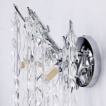 Бра цвета хром с ветвями и прозрачными стеклянными подвесками в виде вытянутых спиральных капель Droplet Chandelier варинант исполнения - 6 | Loft Concept в Омске