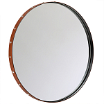Зеркало овальное в металлической раме с кожаной отделкой Loft in Reflection варинант исполнения - 1 | Loft Concept в Омске