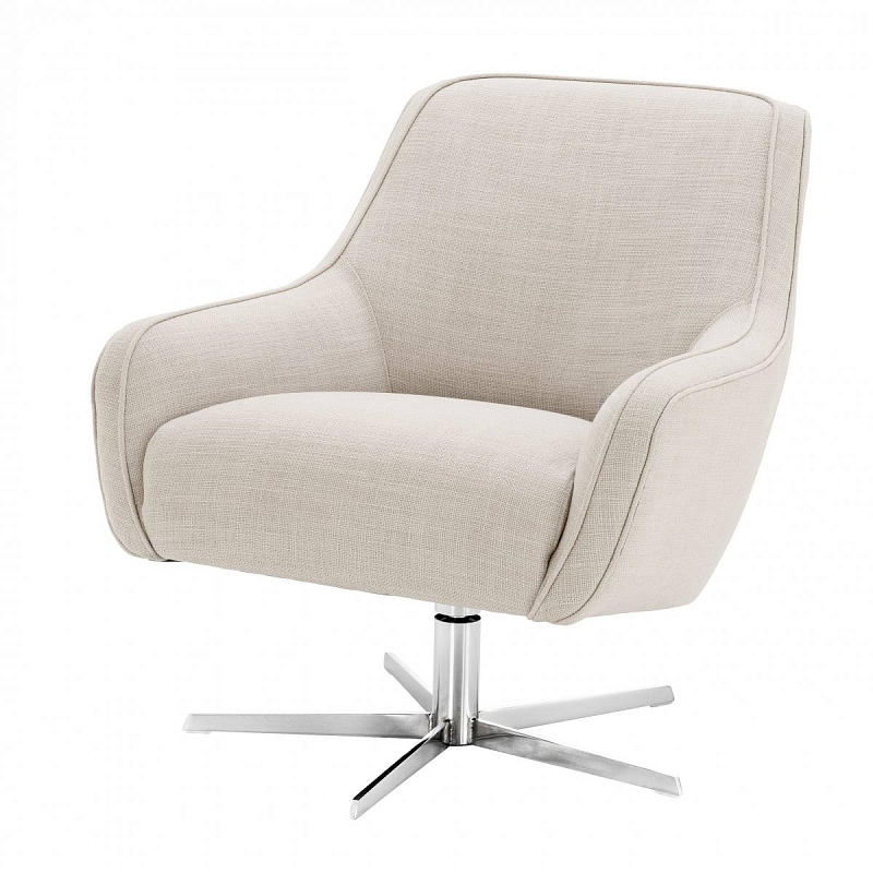 Кресло Eichholtz Swivel Chair Serena Natural Никель Молочный Кресло Eichholtz Swivel Chair Serena Natural Никель Молочный в Омске | Loft Concept