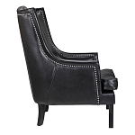 Кресло из натуральной кожи на 4-х деревянных ножках из массива бука Daniel Leather Armchair black варинант исполнения - 2 | Loft Concept в Омске
