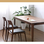 Стул деревянный с мягким сиденьем из черной натуральной кожи Moon Walnut Furniture варинант исполнения - 1 | Loft Concept в Омске