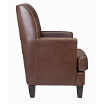 Кресло из натуральной кожи c мягкими подлокотниками на 4-х деревянных ножках из массива бука Joseph Armchair brown варинант исполнения - 2 | Loft Concept в Омске