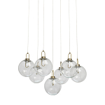 Люстра с 7-ю плафонами из прозрачного стекла в форме шара Orb Cascade  варинант исполнения - 1 | Loft Concept в Омске