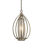 Подвесной светильник овальной формы с цилиндрическим плафоном в цвете сусальное серебро Kichler варинант исполнения - 1 | Loft Concept в Омске