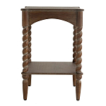 Приставной столик деревянный с резными ножками и нижней полкой Vintage Side Table Brown Wood варинант исполнения - 3 | Loft Concept в Омске