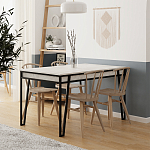 Стол обеденный с прямоугольной столешницей пыльного белого цвета на 4-х металлических ножках PAL ANCIENT WHITE варинант исполнения - 3 | Loft Concept в Омске