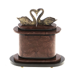 Часы настольные из натурального камня с декором в виде двух лебедей Swans Stone Clock варинант исполнения - 7 | Loft Concept в Омске