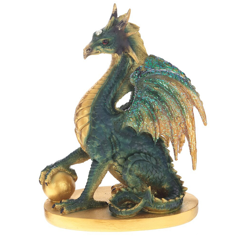 Декоративная статуэтка Дракон Dragon Holding Sphere Green Gold Statuette Зеленый Золотой Декоративная статуэтка Дракон Dragon Holding Sphere Green Gold Statuette Зеленый Золотой в Омске | Loft Concept