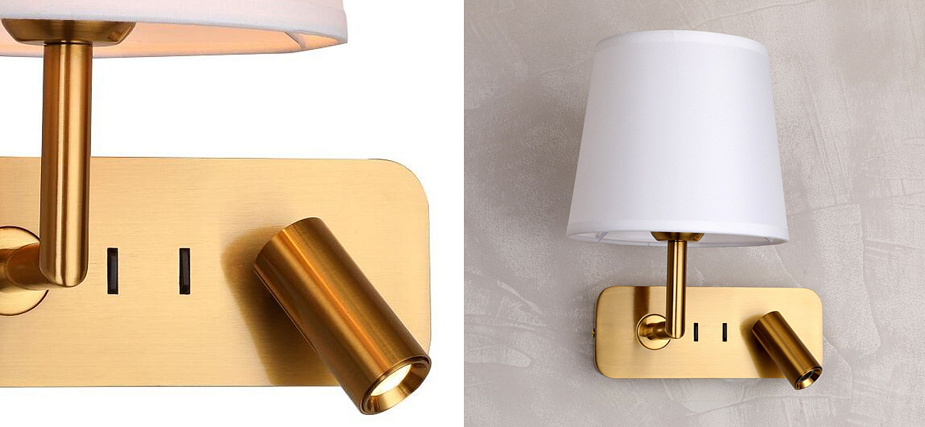 Бра с абажуром Trumpet Lamp Brass 2 лампы Бра с абажуром Trumpet Lamp Brass 2 лампы - Loft-Concept в Омске