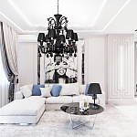 Люстра подвесная с плиссированными абажурами и множеством подвесок черного цвета Диаметр 62 см Lustre Reverie варинант исполнения - 4 | Loft Concept в Омске