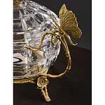 Конфетница из прозрачного рельефного стекла с ручками в виде стрекоз и фигуркой лебедя Eden Garden варинант исполнения - 4 | Loft Concept в Омске