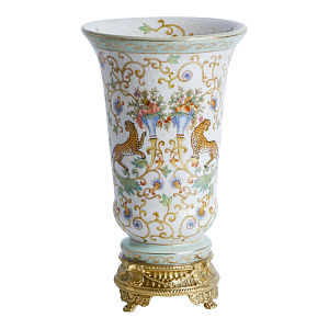 Ваза из фарфора на бронзовом основанием Turquoise Blooming Garden