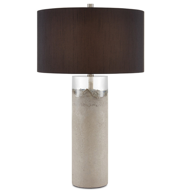 Настольная лампа на сером бетонном основании Delicate Brutality Серый бетон Прозрачный в Омске | Loft Concept 