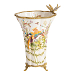 Ваза из фарфора с бронзовой стрекозой  Paradise Dragonfly варинант исполнения - 6 | Loft Concept в Омске