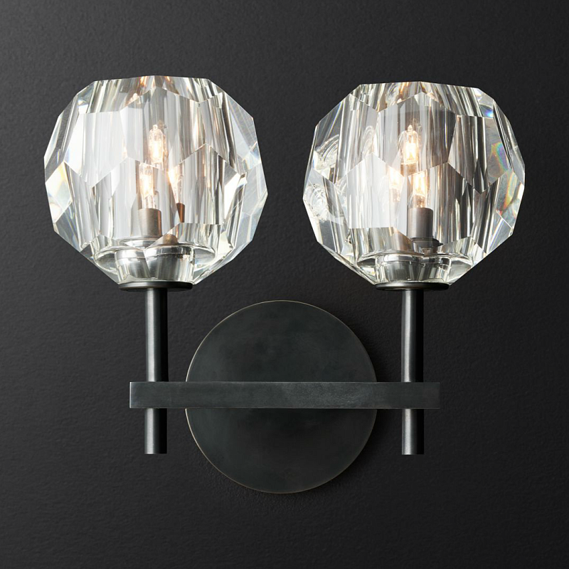 Бра Бра RH Boule de Cristal Double Sconce Black Черный в Омске | Loft Concept 