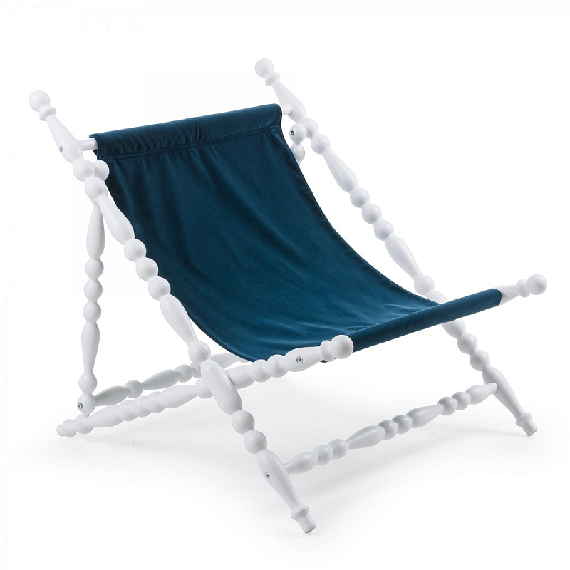 Стул Seletti Heritage Foldable Deckchair Blue white Белый Синий в Омске | Loft Concept 