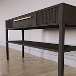 Дизайнерская Консоль с полкой и ящиком Primo Темный орех варинант исполнения - 5 | Loft Concept в Омске