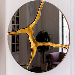 Зеркало кругле с декоративной золотой вставкой Golden Tree варинант исполнения - 4 | Loft Concept в Омске