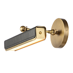 Светильник для картин цвет винтажная латунь с прямоугольным плафоном из кожи черного цвета Alora варинант исполнения - 4 | Loft Concept в Омске