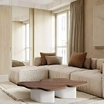 Дизайнерский журнальный стол с фигурной столешницей на белом основании Holarisex варинант исполнения - 1 | Loft Concept в Омске