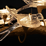 Люстра подвесная с прозрачными стеклянными птичками на ветвях Диаметр 80 см Serip Voa варинант исполнения - 10 | Loft Concept в Омске