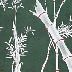 Обои ручная роспись Bamboo Argent on Edo Green painted silk варинант исполнения - 2 | Loft Concept в Омске