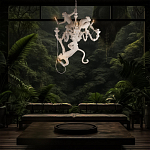 Люстра с тремя фигурами обезьян с лампочками в руках белого цвета Hanging Monkey варинант исполнения - 10 | Loft Concept в Омске
