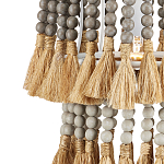 Подвесной светильник двухъярусный с декором из круглых деревянных бусин с кисточками Gray Brown Wooden Beads Chandelier варинант исполнения - 1 | Loft Concept в Омске