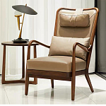 Кресло c каркасом из массива дерева и с мягким подголовником Walnut Armchair варинант исполнения - 1 | Loft Concept в Омске