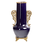 Ваза темно-синяя фарфоровая с бронзовыми ручками и ножками Eden Garden варинант исполнения - 1 | Loft Concept в Омске