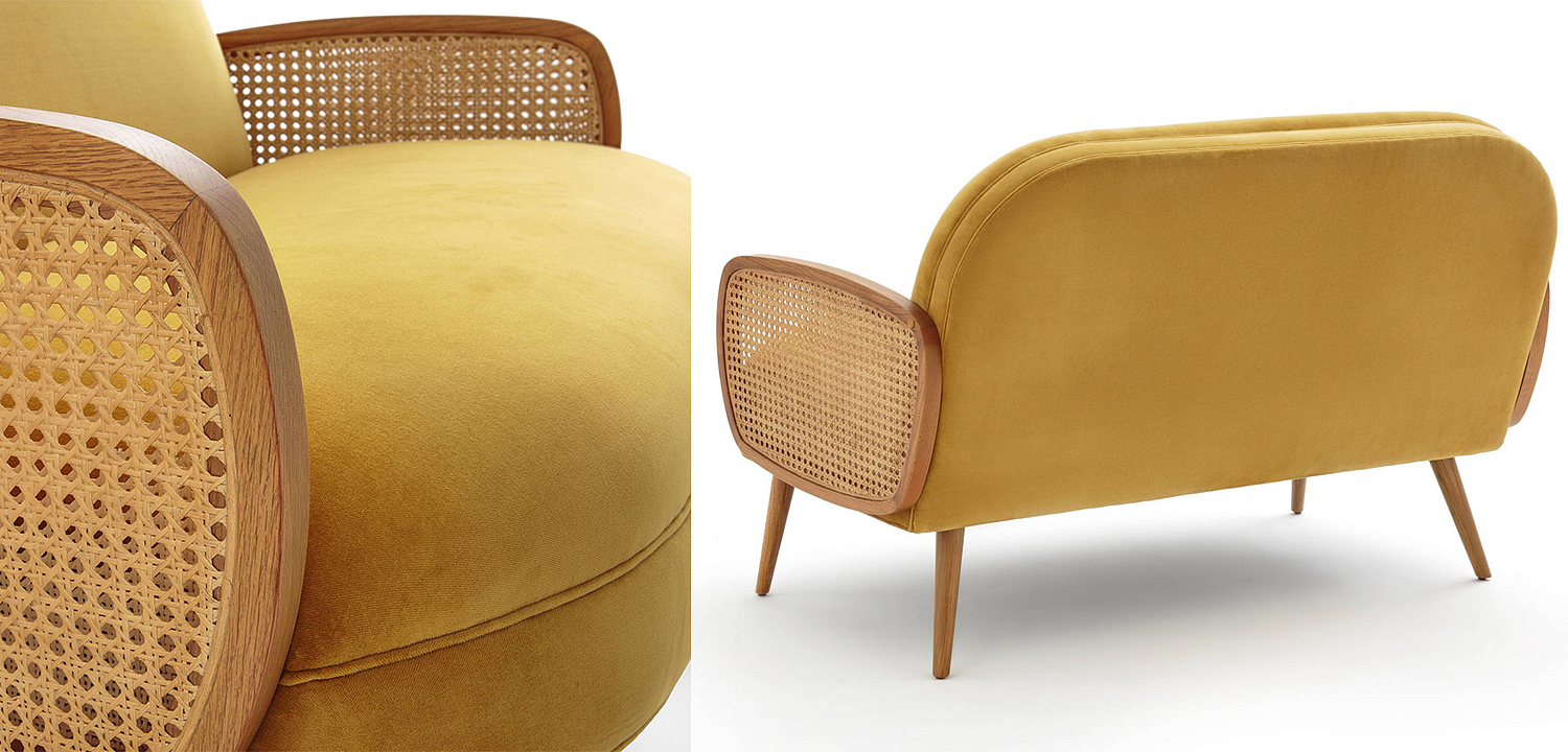 Диван Morten Wicker Sofa Горчичный Диван Morten Wicker Sofa Горчичный - Loft-Concept в Омске
