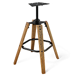 Барный стул со спинкой и металлической подставкой на 4-х деревянных ножках Синий Велюр Vendramin Chair варинант исполнения - 4 | Loft Concept в Омске