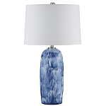 Настольная лампа керамическая с бело-синими мазками Painterly Strokes варинант исполнения - 3 | Loft Concept в Омске