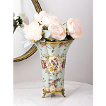 Ваза голубого цвета из фарфора с цветочным рисунком и бронзовой стрекозой Blue Garden варинант исполнения - 4 | Loft Concept в Омске