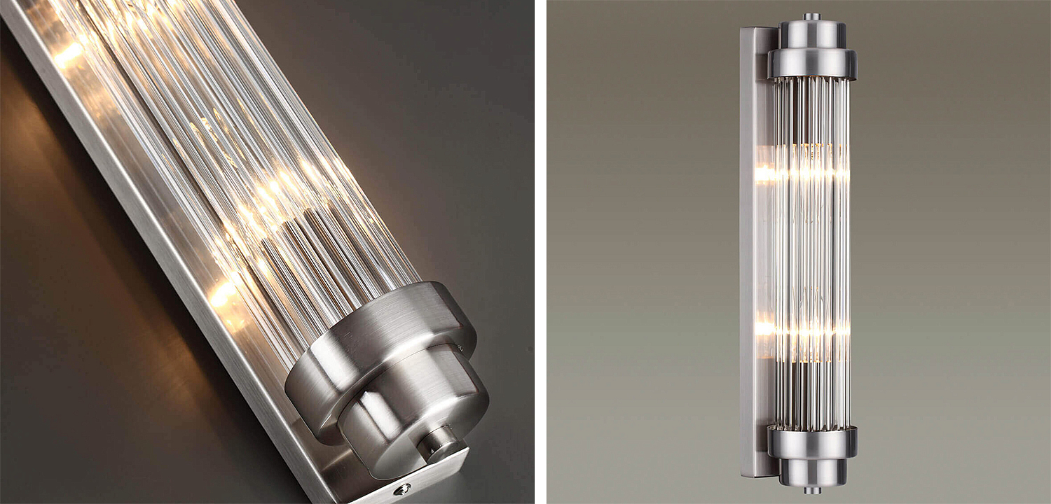 Бра Dirck Glass TUBE Sconce Nickel - Loft-Concept в Омске