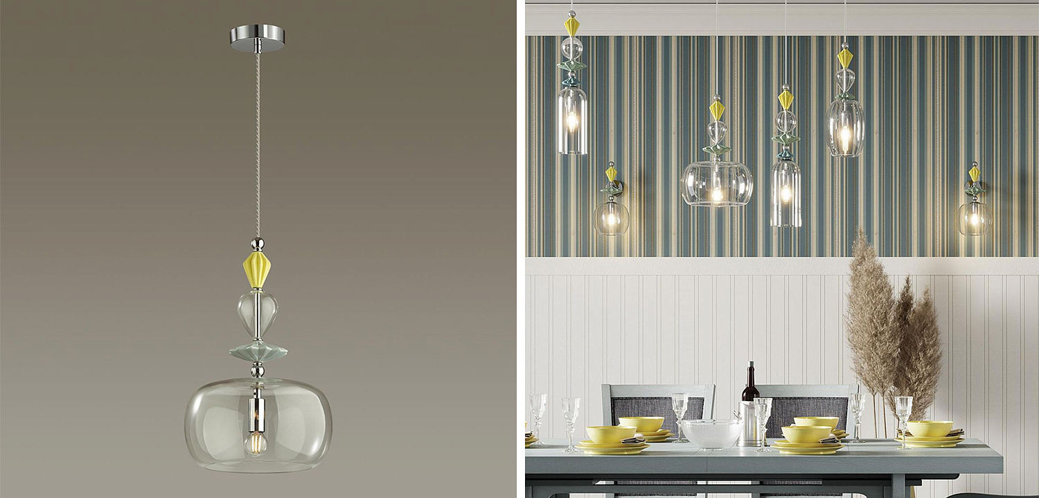 Подвесной светильник Iris Glas hanging lamp candy A chrome Подвесной светильник Iris Glas hanging lamp candy A chrome - Loft-Concept в Омске