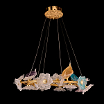 Люстра круглая на золотом каркасе с птичками и цветочным декором Miscellaneous herbs варинант исполнения - 2 | Loft Concept в Омске