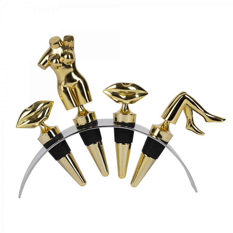 Набор пробок для бутылок ACOLYTE WINE STOPPER Латунь в Омске | Loft Concept 