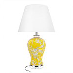 Настольная лампа желтая с изображением белых птиц Flight Among Acacia варинант исполнения - 1 | Loft Concept в Омске