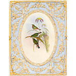 Декоративный постер с изображением птиц в раме с рельефным растительным узором Blooming Birds Poster варинант исполнения - 12 | Loft Concept в Омске