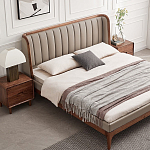 Кровать двуспальная с мягким изголовьем Moon Walnut Bed варинант исполнения - 1 | Loft Concept в Омске