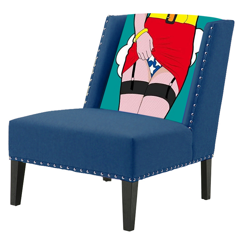 FUN Armchair "Super woman" Blue Дизайнерское кресло с цветным принтом Бирюзовый в Омске | Loft Concept 