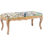 Банкетка из массива бука с цветочным принтом Beige Chinoiserie Garden Banquette варинант исполнения - 1 | Loft Concept в Омске