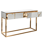 Консоль с ящиками зеркальная с золотым декором Gold Painted Mirror Console варинант исполнения - 2 | Loft Concept в Омске