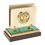 Настольный письменный набор из малахита и долерита с декором в виде герба России Leader Organizer варинант исполнения - 6 | Loft Concept в Омске