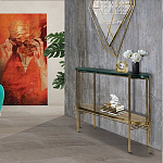 Консоль овальной формы золотая с полкой для хранения Craig варинант исполнения - 4 | Loft Concept в Омске