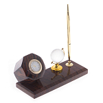 Настольный письменный набор с глобусом и ручкой из натурального обсидиана World Globe варинант исполнения - 2 | Loft Concept в Омске