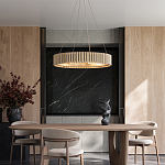 Люстра круглая из толстых деревянных реек Natural Style варинант исполнения - 4 | Loft Concept в Омске