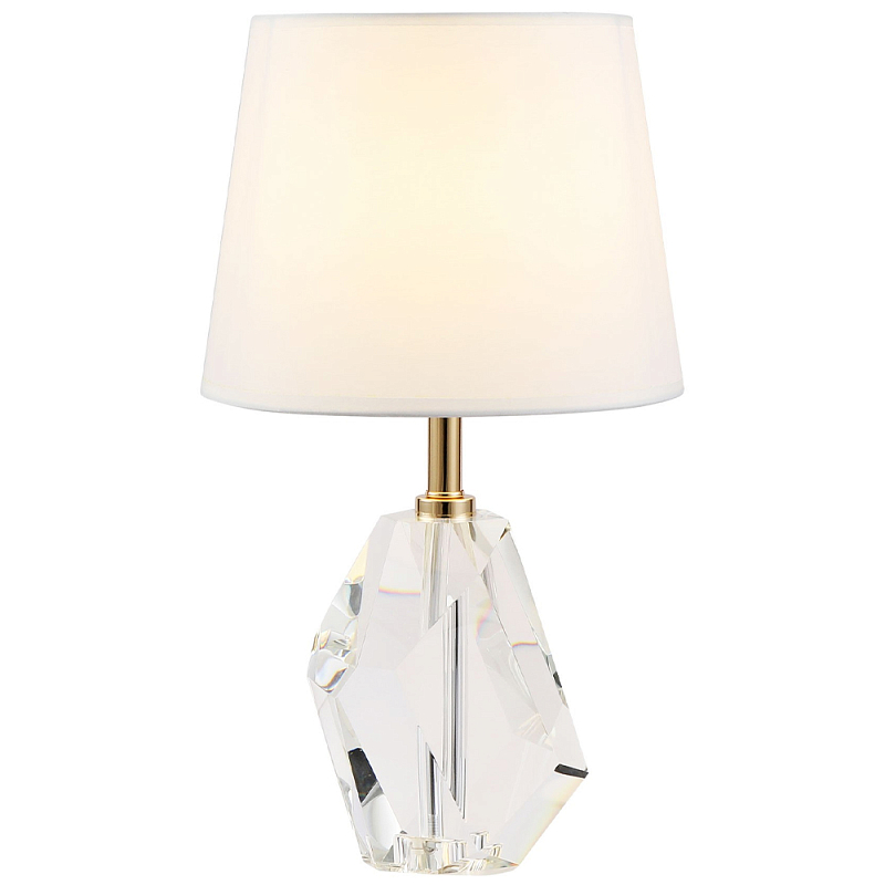 Настольная лампа с основанием из хрусталя Manlio Crystal Lampshade Table Lamp Белый Золотой Прозрачное Стекло Настольная лампа с основанием из хрусталя Manlio Crystal Lampshade Table Lamp Белый Золотой Прозрачное Стекло в Омске | Loft Concept